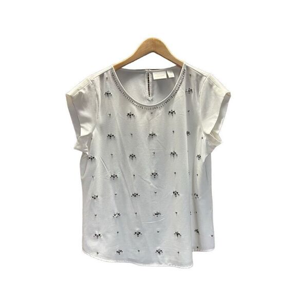 Chico's Size 2 (Large) Beaded Blouse Some loose Beads - Picture 1 of 5